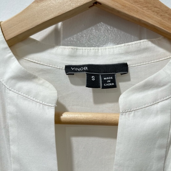 Vince Cuffed-Sleeve Stretch Poplin Mini Dress in White - Picture 6 of 7